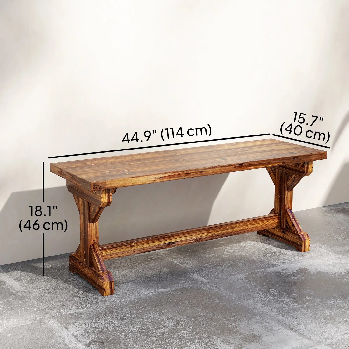 Rustic Wooden Bench, Backless Garden Patio Loveseat, Carbonized Outdoor Benches at Gallery Canada