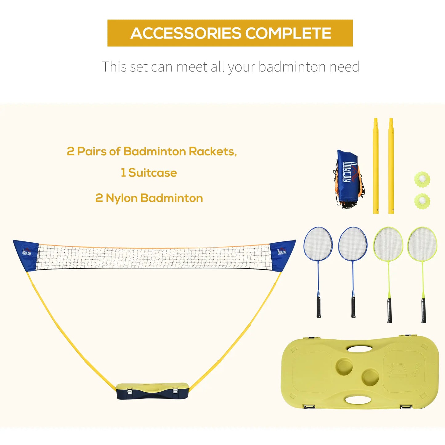 Portable Badminton Net Set, 9.5x5 ft, Foldable, Includes Rackets, Shuttlecocks Badminton at Gallery Canada