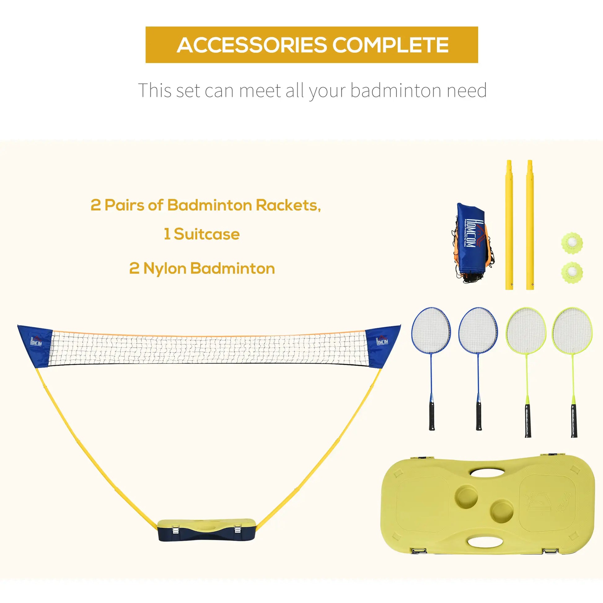 Portable Badminton Net Set, 9.5x5 ft, Foldable, Includes Rackets, Shuttlecocks Badminton at Gallery Canada