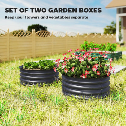 Set of 2 Raised Garden Beds, Metal Planter Box, Easy Assembly, Dark Grey Raised Garden Beds at Gallery Canada