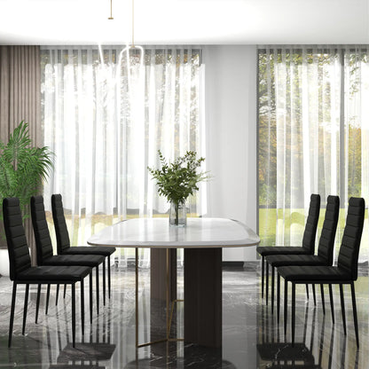 Modern PU Leather Dining Chairs, Set of 6, Metal Legs, Black Bar Stools at Gallery Canada