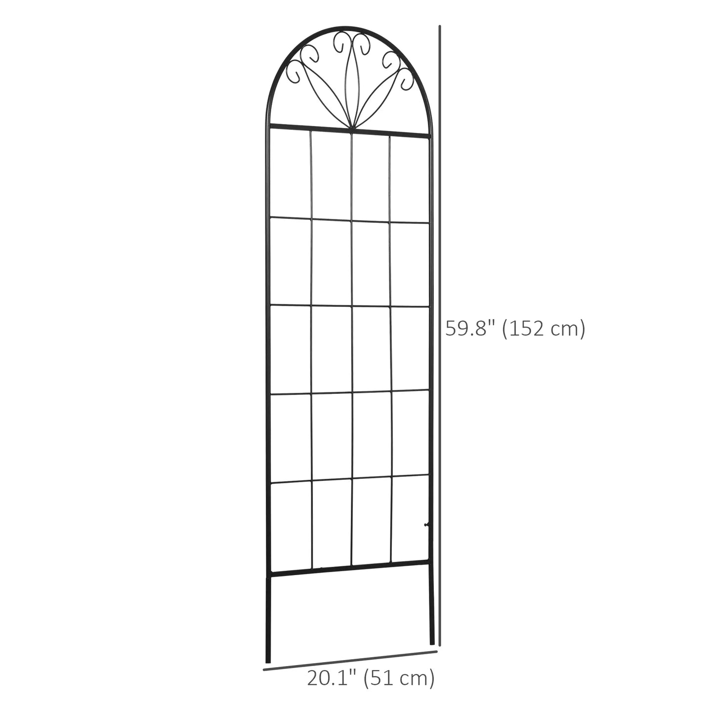 Metal Garden Trellis, Pack of 2, Arched Grid Panels, 20" x 60", Black Plant Stands at Gallery Canada