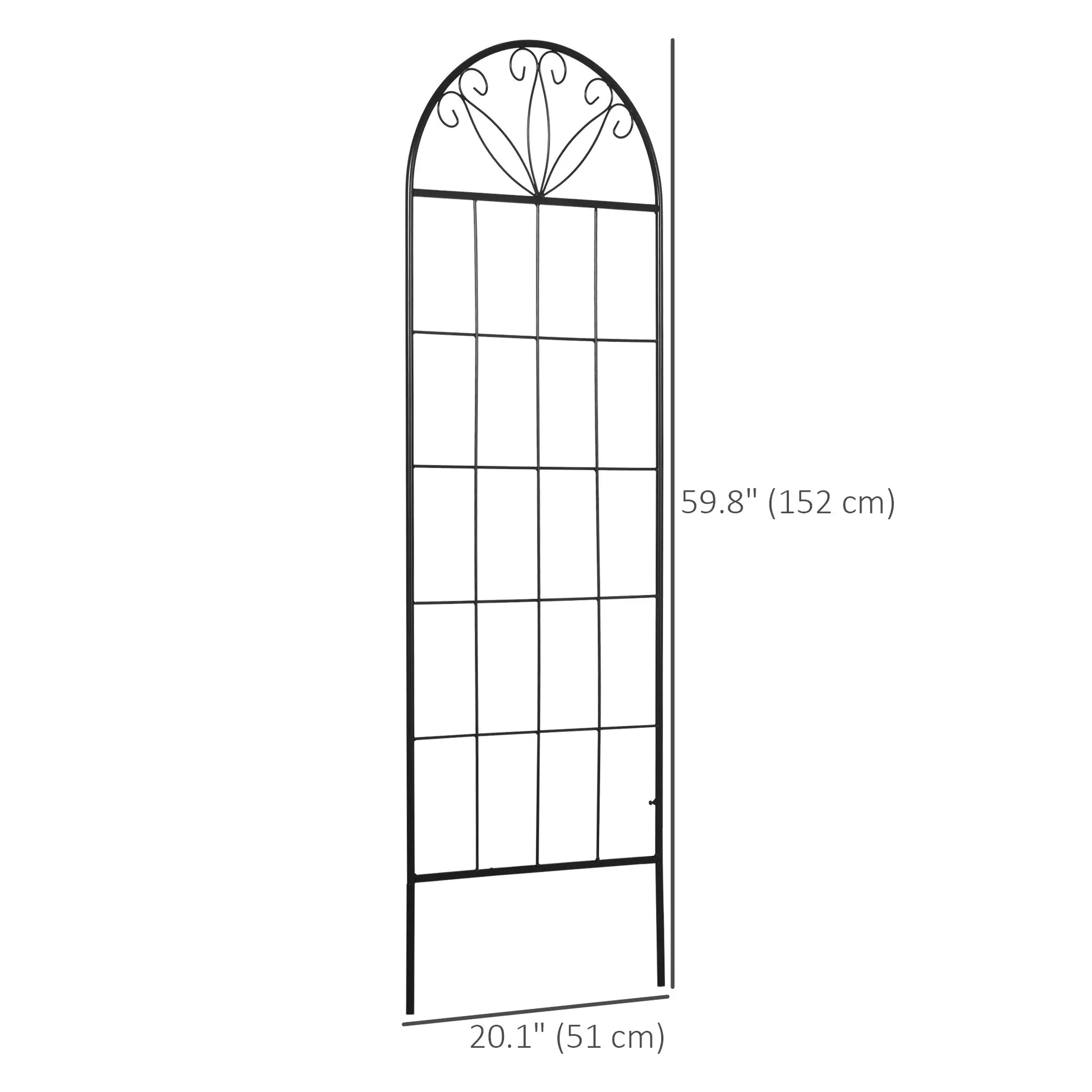 Metal Garden Trellis, Pack of 2, Arched Grid Panels, 20" x 60", Black Plant Stands at Gallery Canada