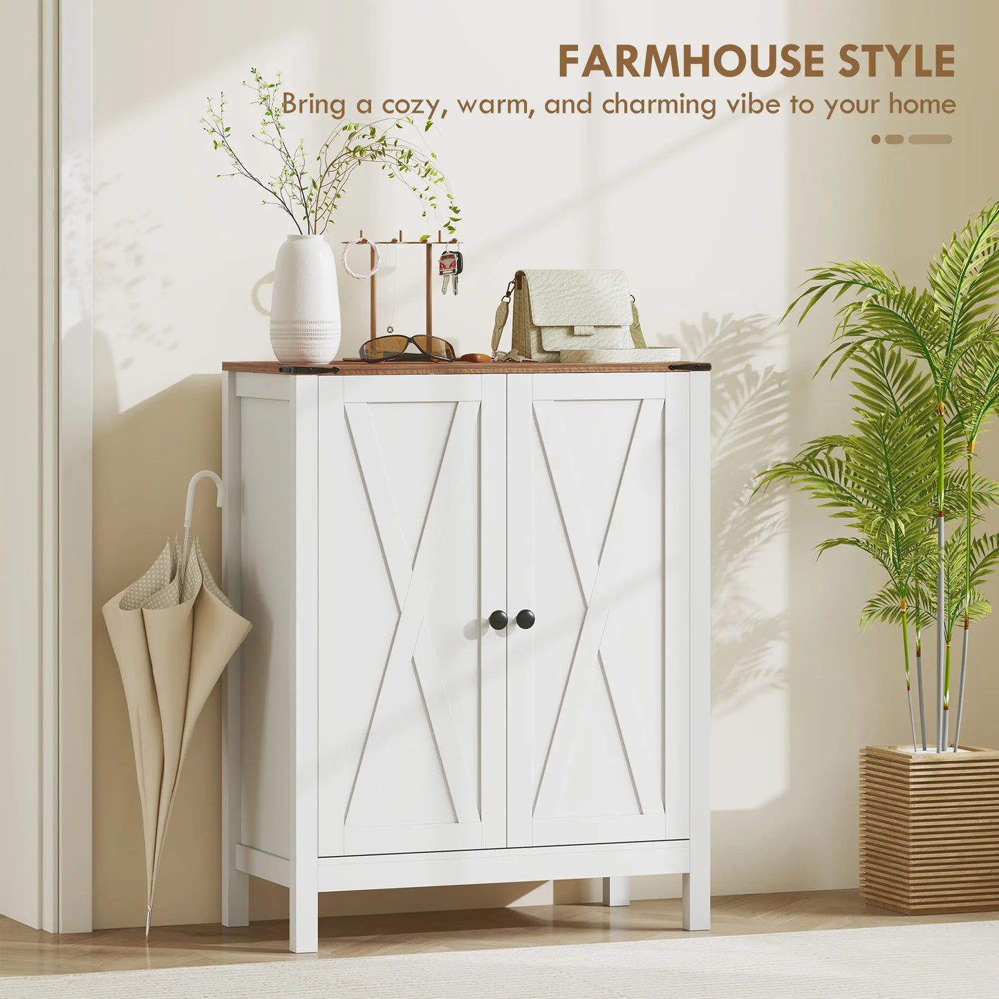 Shoe Cabinet With Barn Doors, Adjustable Shelves, Holds 15 Pairs, White Shoe Storage Cabinets & Racks at Gallery Canada