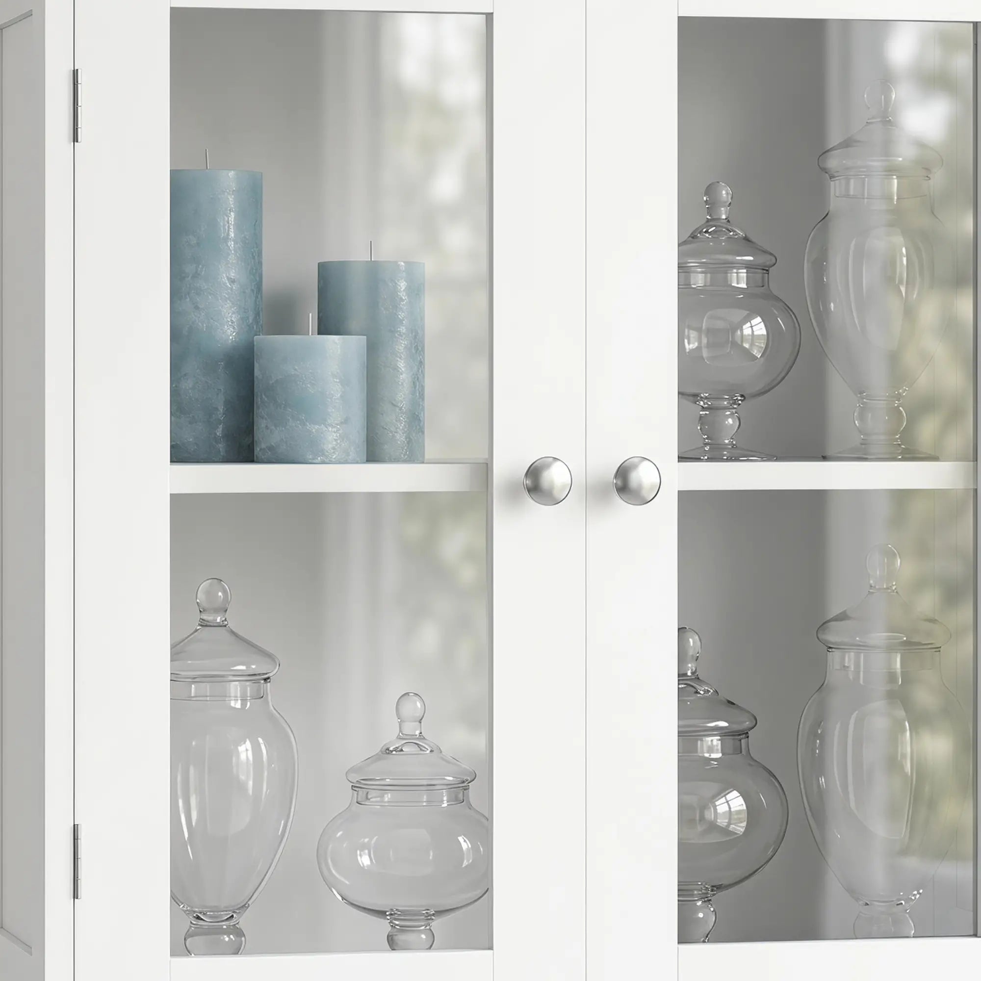 Freestanding Bathroom Cabinet, Glass Louvred Doors, Tall for Kitchen, Study Bathroom Cabinets at Gallery Canada