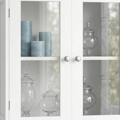 Freestanding Bathroom Cabinet, Glass Louvred Doors, Tall for Kitchen, Study Bathroom Cabinets at Gallery Canada
