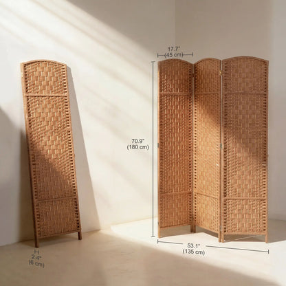6ft Folding Room Divider, 3 Panel Wooden Frame, Natural Room Dividers at Gallery Canada