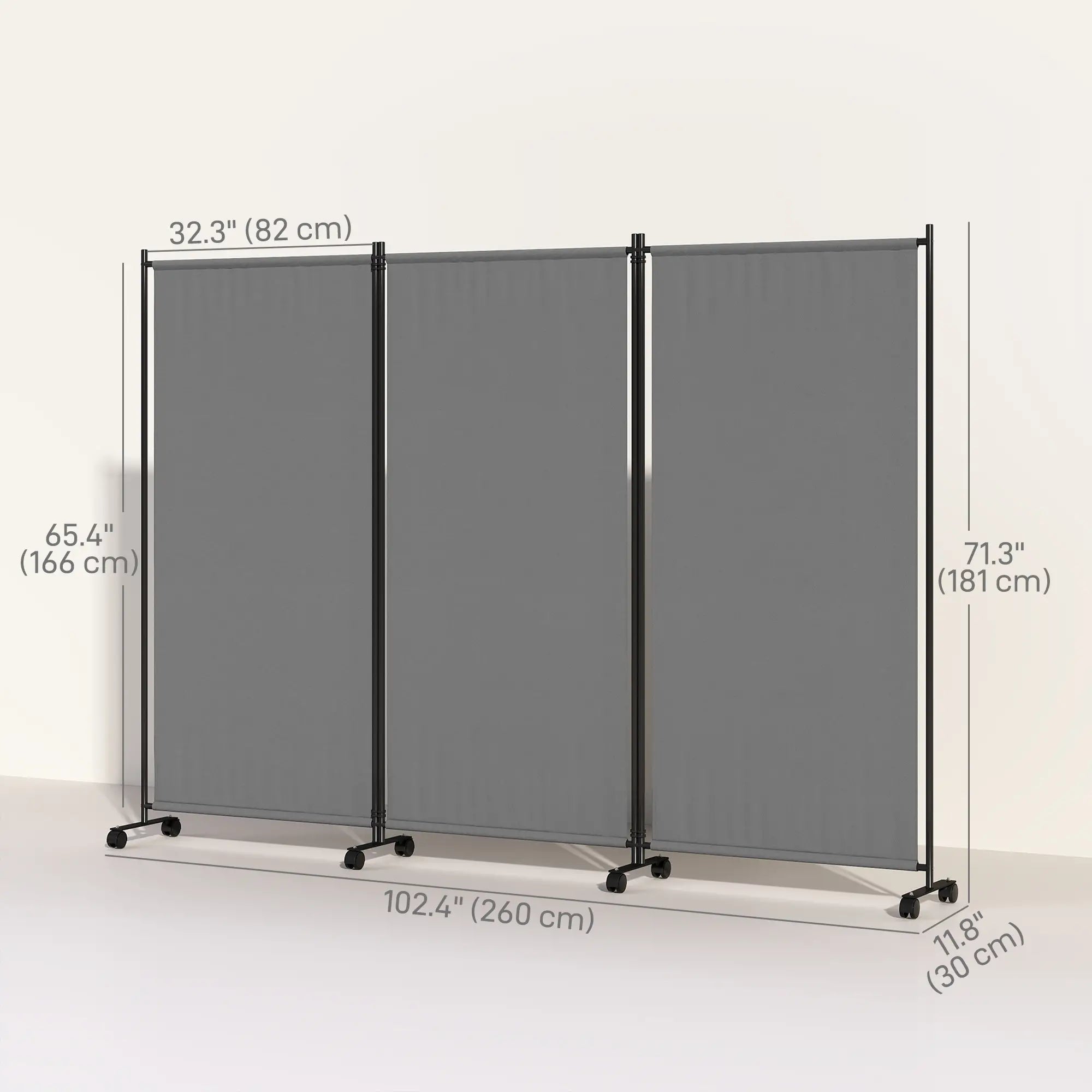 Folding Room Divider with Wheels, Privacy Screen, 6ft Tall Side Awnings at Gallery Canada