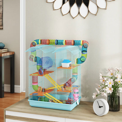 18.5" Hamster Cage, 5 Tiers, Tunnel Tube System, Exercise Wheel, Water Bottle, Light Blue Hamster Cages at Gallery Canada