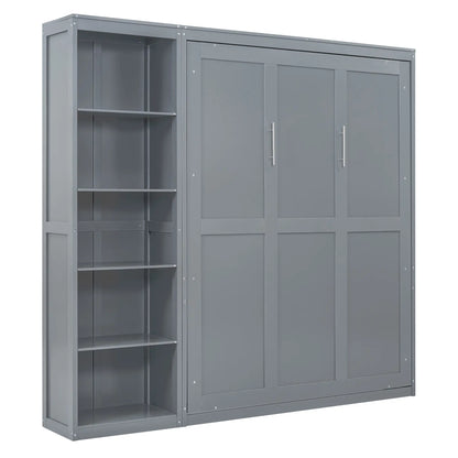 Murphy Bed with Storage, Dual Piston, Space-Saving, 94" L x 16" W x 88.5" H, Grey Bed Frames Grey at Gallery Canada