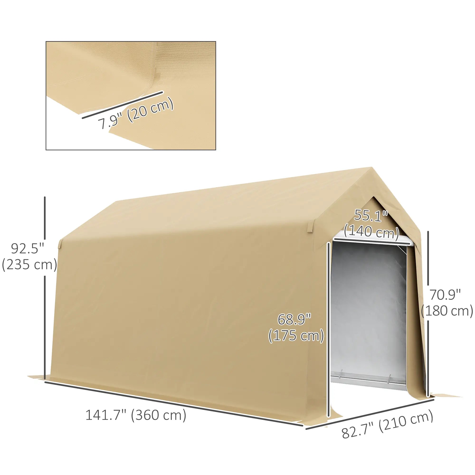 7' x 12' Outdoor Storage Shed, Portable Garage, Roll-up Door, Beige Sheds at Gallery Canada