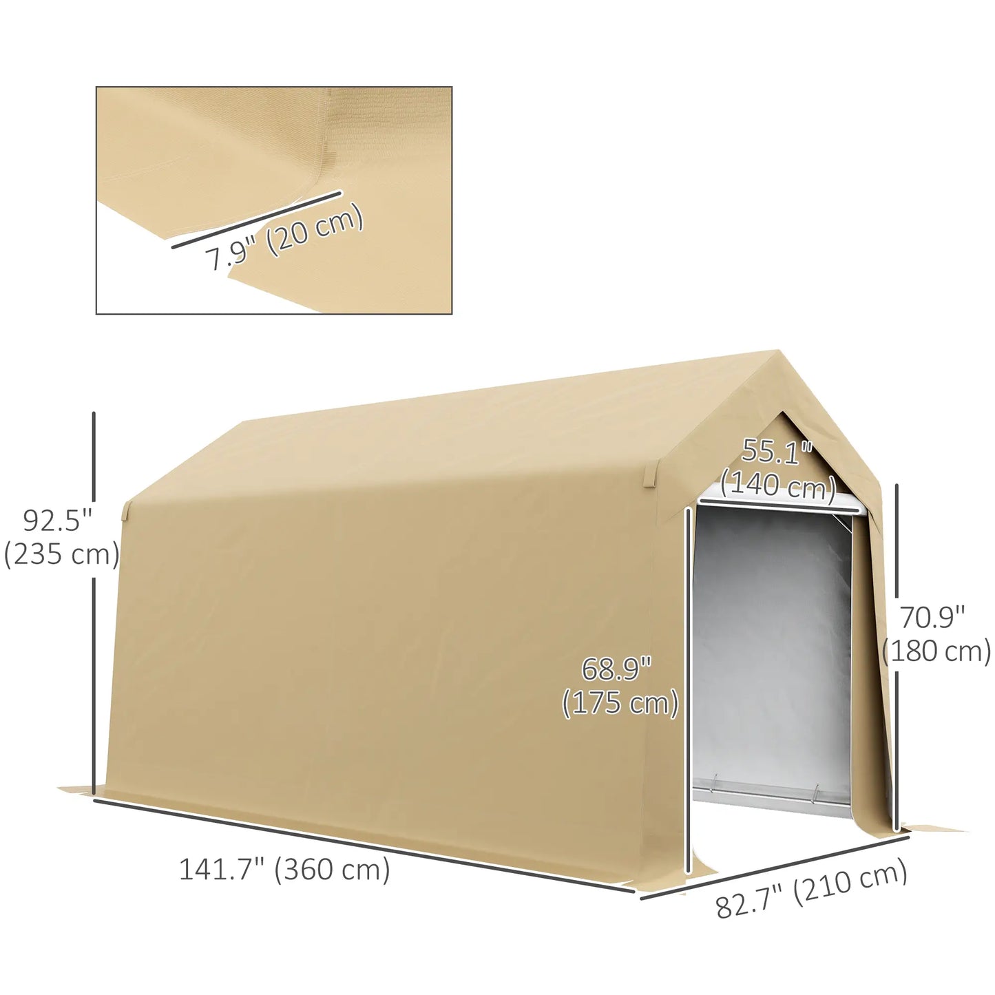 7' x 12' Outdoor Storage Shed, Portable Garage, Roll-up Door, Beige Sheds at Gallery Canada