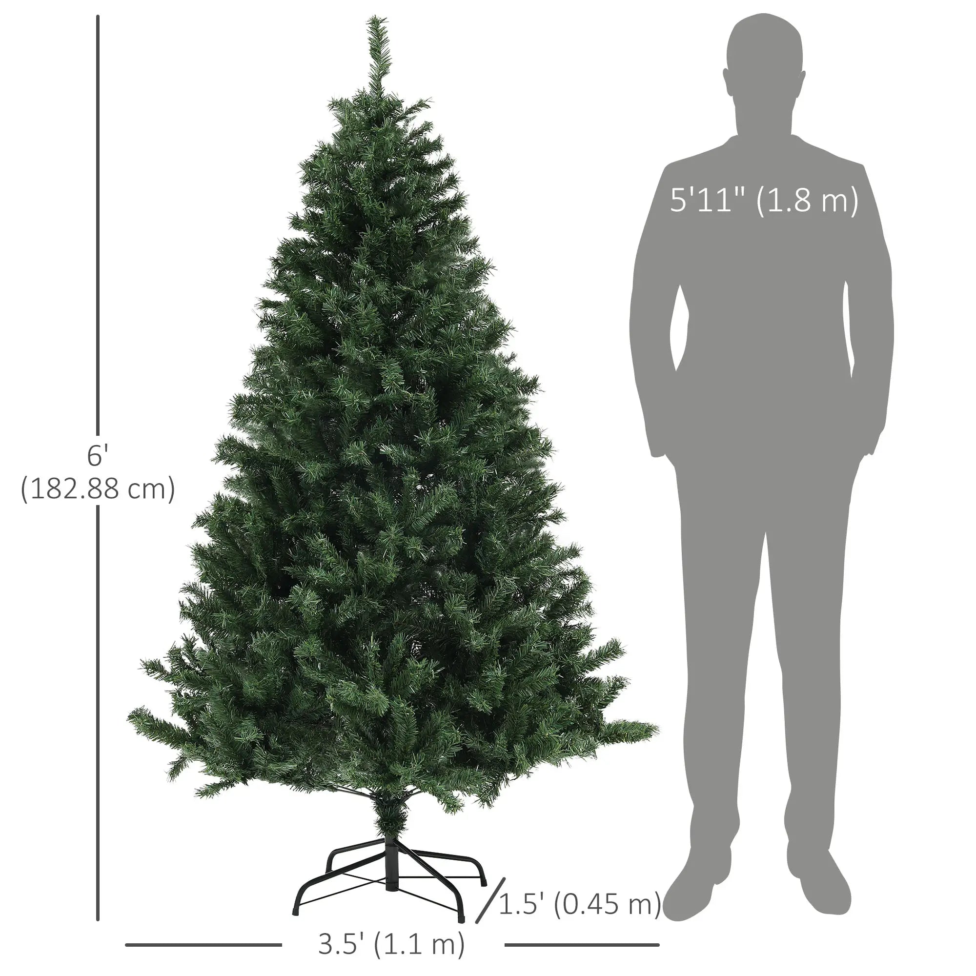 6ft Artificial Christmas Tree, Auto Open, Steel Base, Green Artificial Christmas Trees at Gallery Canada