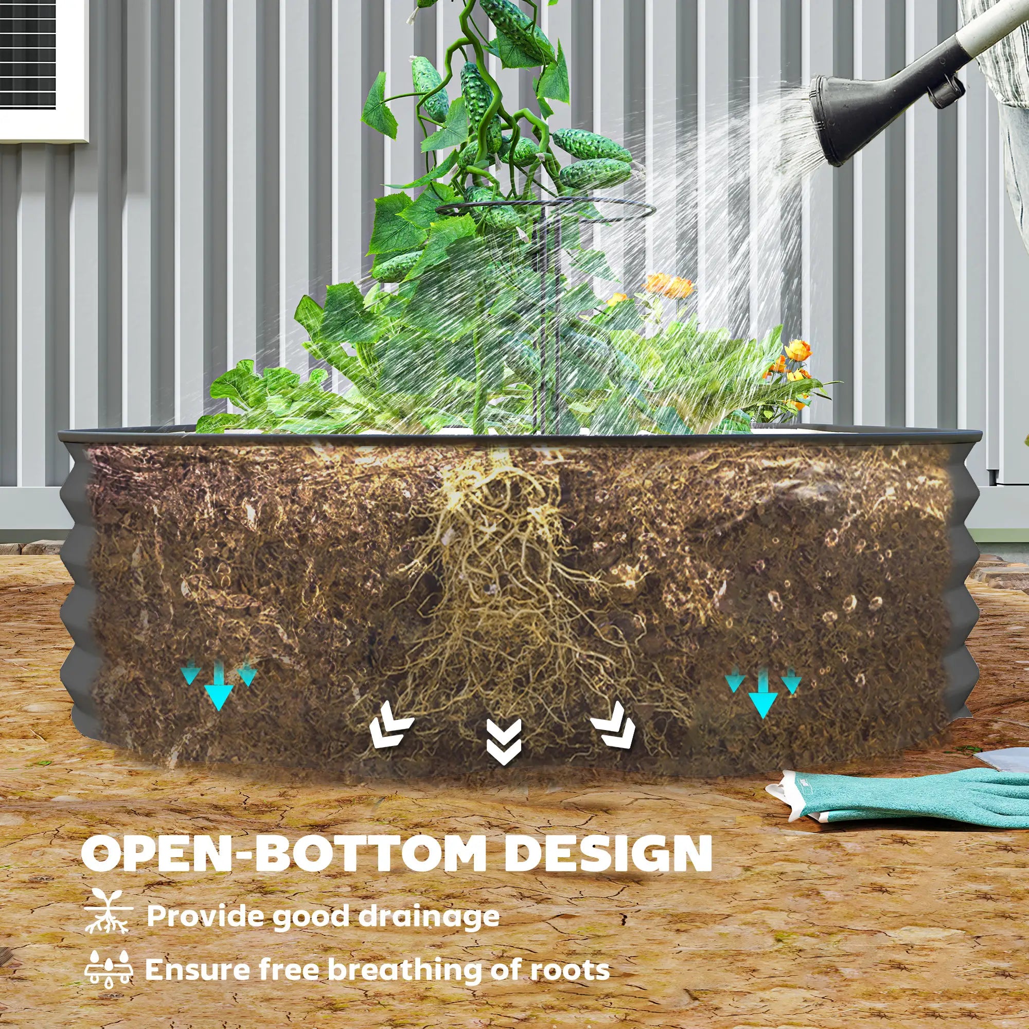 6' x 3' x 1' Galvanized Metal Raised Garden Bed Planter Box, Dark Grey Galvanized Planter Boxes at Gallery Canada