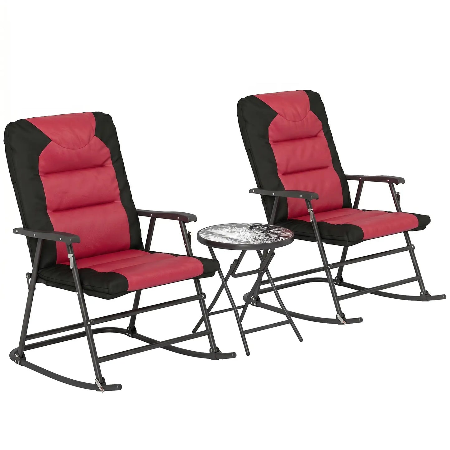 3pc Patio Rocking Chair Set, Foldable, Outdoor, Red Outdoor Rocking Chairs at Gallery Canada