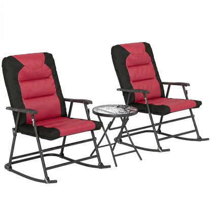 3pc Patio Rocking Chair Set, Foldable, Outdoor, Red Outdoor Rocking Chairs at Gallery Canada
