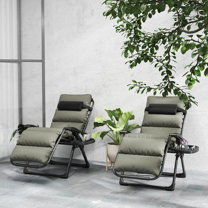 Reclining Zero Gravity Chair, Adjustable Backrest, Folding Sun Lounger, Removable Cushion, Grey Lounger Chairs at Gallery Canada