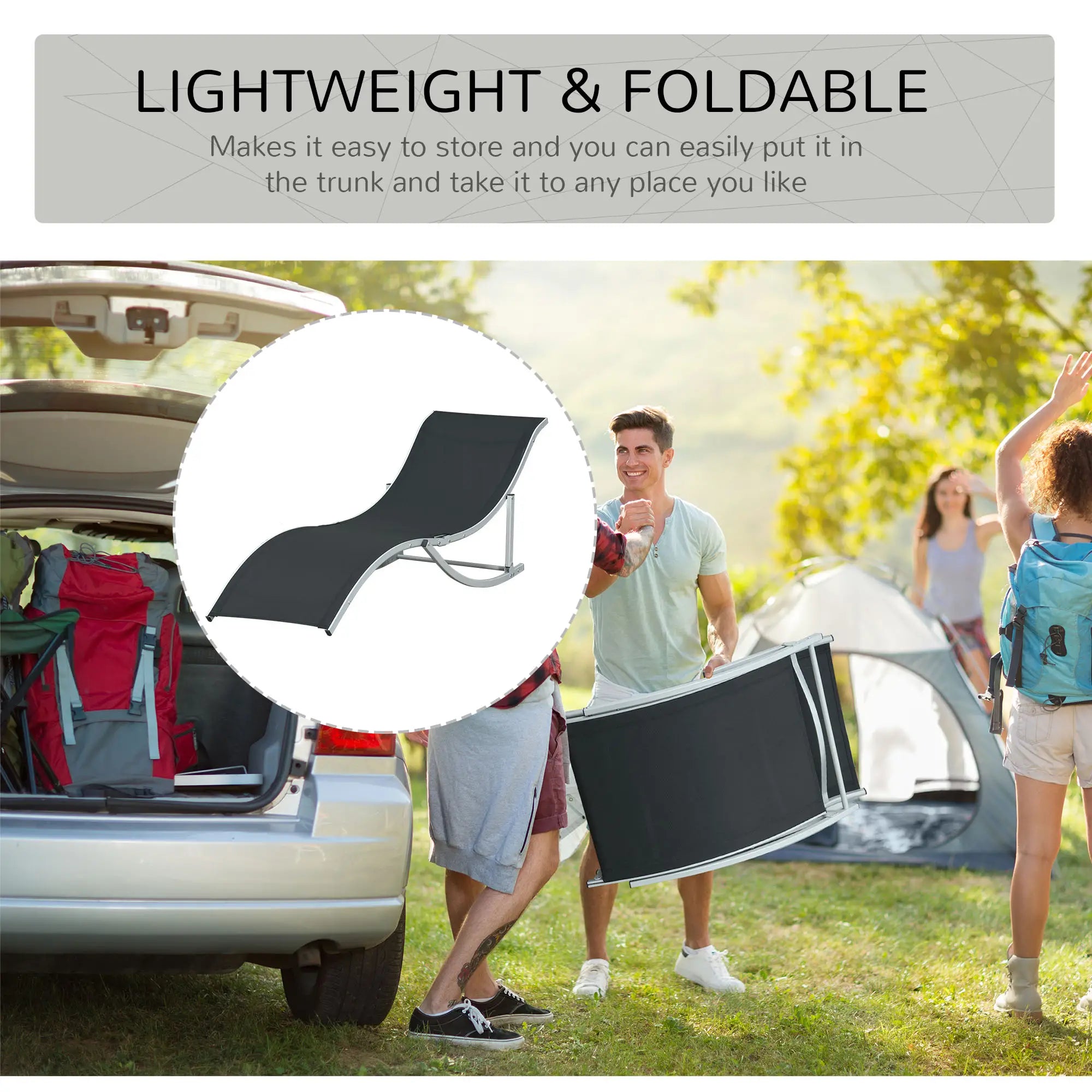 Foldable Pool Chaise Lounge Chairs Set of 2, 264lbs Capacity, Black Lounger Chairs at Gallery Canada