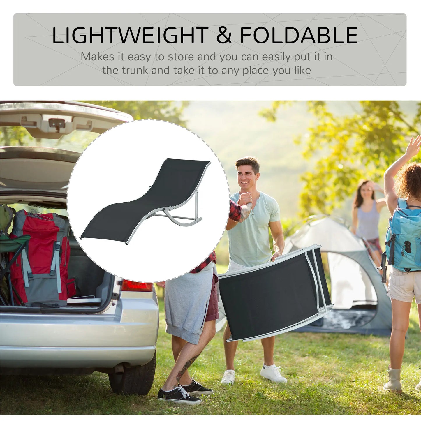 Foldable Pool Chaise Lounge Chairs Set of 2, 264lbs Capacity, Black Lounger Chairs at Gallery Canada