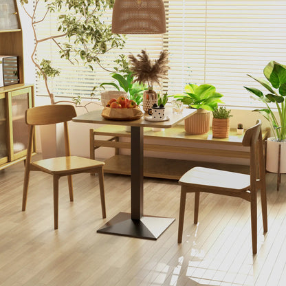 28" Square Dining Table, Modern Steel Base, Dark Brown Bar Tables & Dining Tables at Gallery Canada