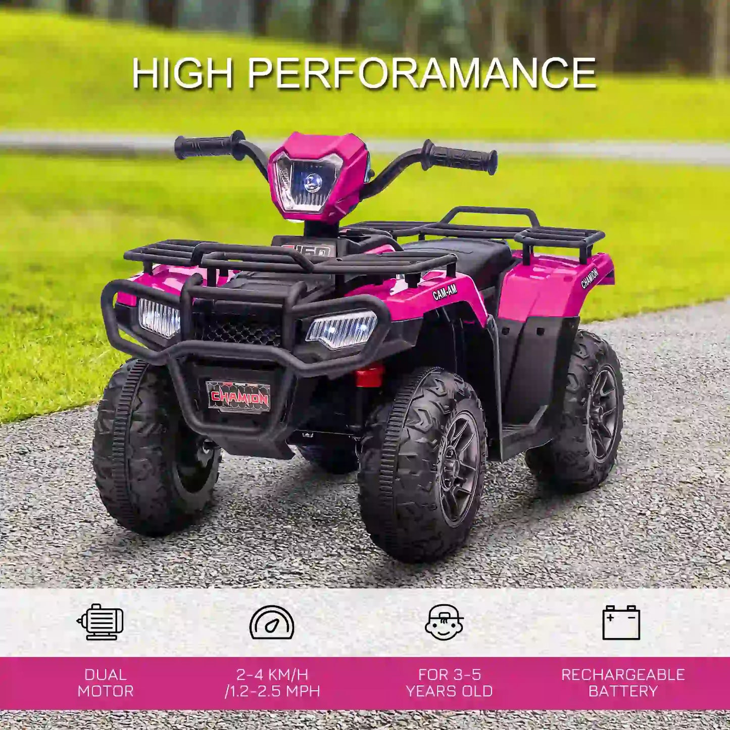 12V Kids ATV Quad, 37-60 Months, Electric Vehicle with Music MP3, Pink Electric Toy Cars at Gallery Canada
