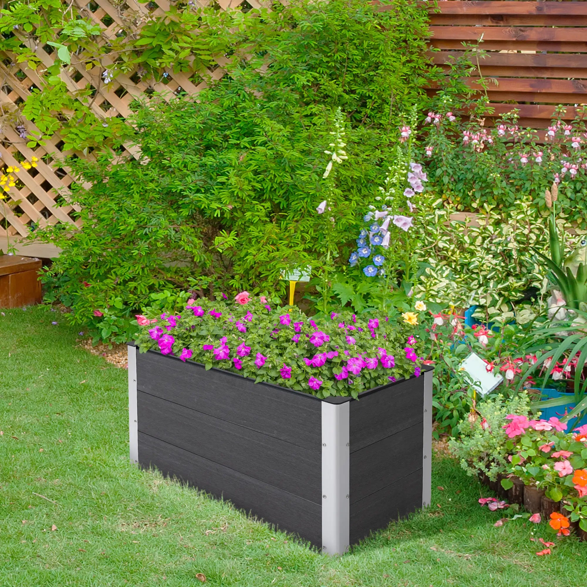 3' x 2' x 2' Raised Garden Bed, Wood Plastic Planter Box, Grey Galvanized Planter Boxes at Gallery Canada