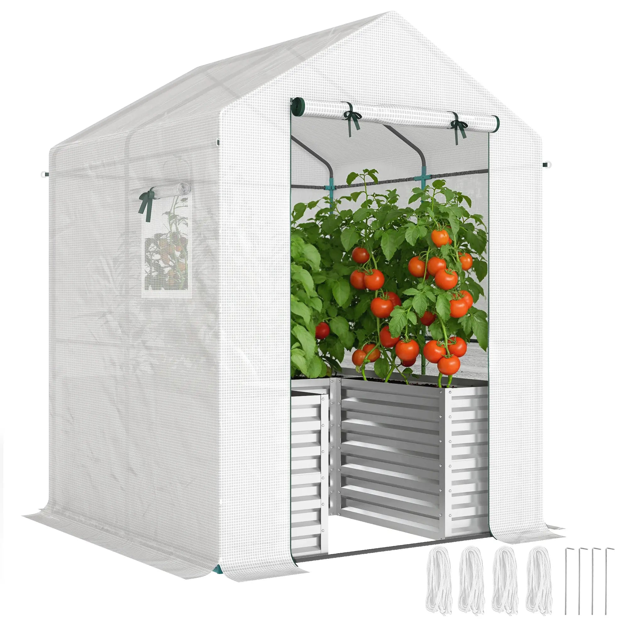 Galvanized Metal Greenhouse, Raised Garden Bed, 56