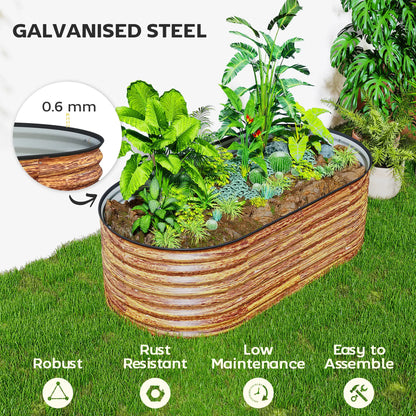 Galvanized Raised Garden Bed, 5 x 2.5 x 2 ft, Brown Wood Effect, Brown