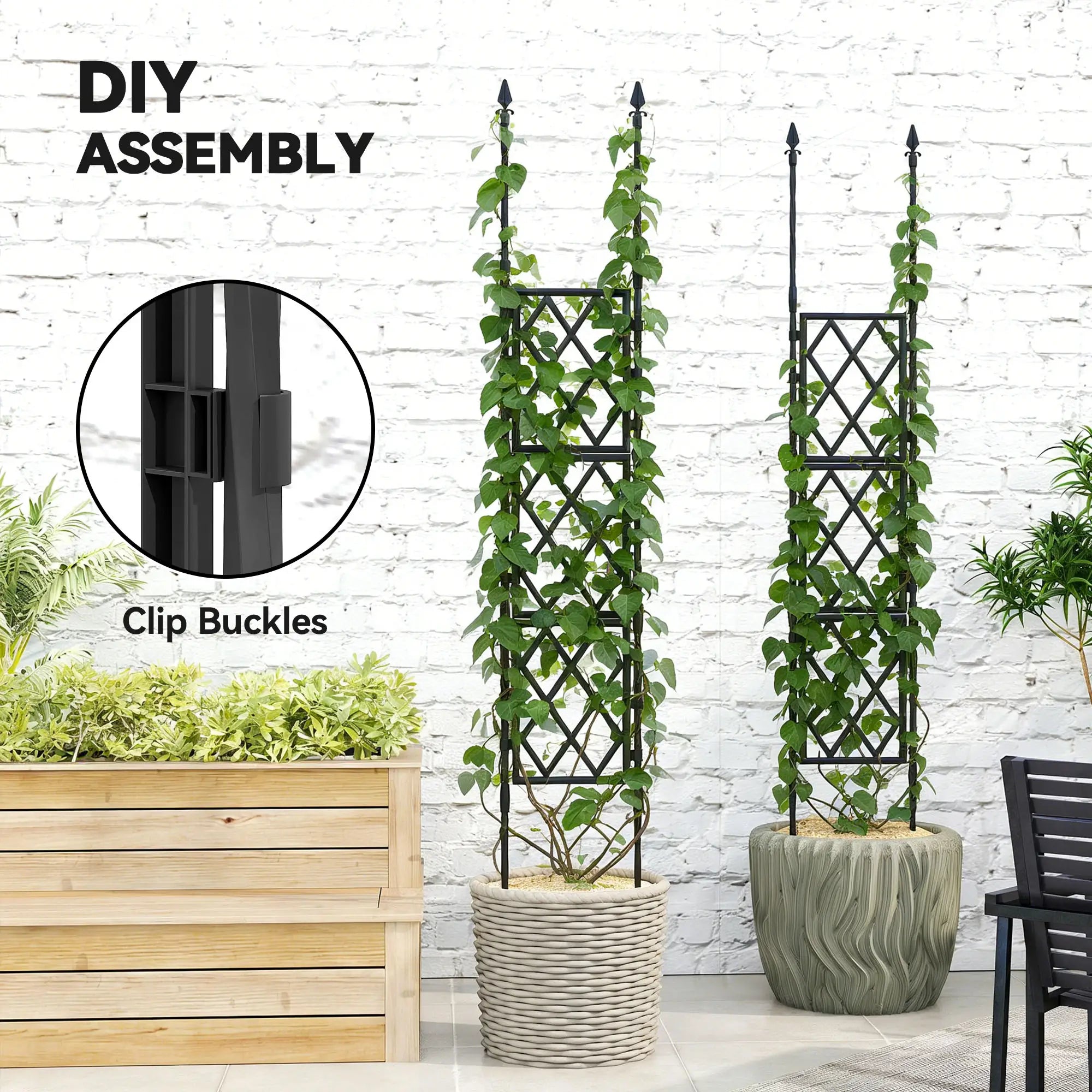 Foldable Garden Trellis, 33.5 x 77.6 Inch, Lattice Climbing Support, Black Plant Stands at Gallery Canada
