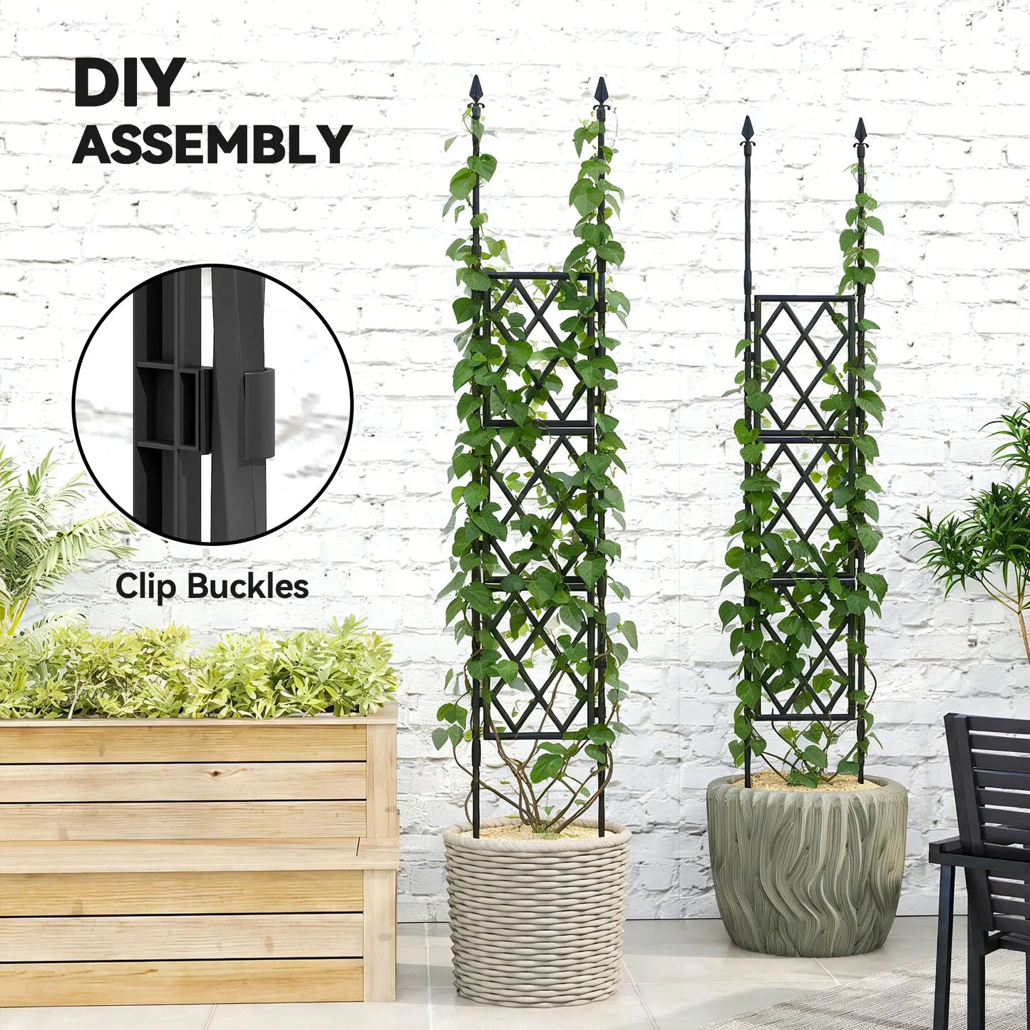 Foldable Garden Trellis, 33.5 x 77.6 Inch, Lattice Climbing Support, Black Plant Stands at Gallery Canada