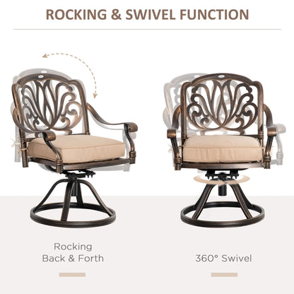 2 Patio Swivel Chairs with Cushion, Aluminum Frame, 3" Thick, Bronze Bistro Sets at Gallery Canada