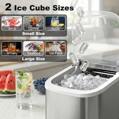 Portable Ice Maker, Self-Cleaning, 2 Bullet Ice Sizes, Silver Small Kitchen Appliances at Gallery Canada