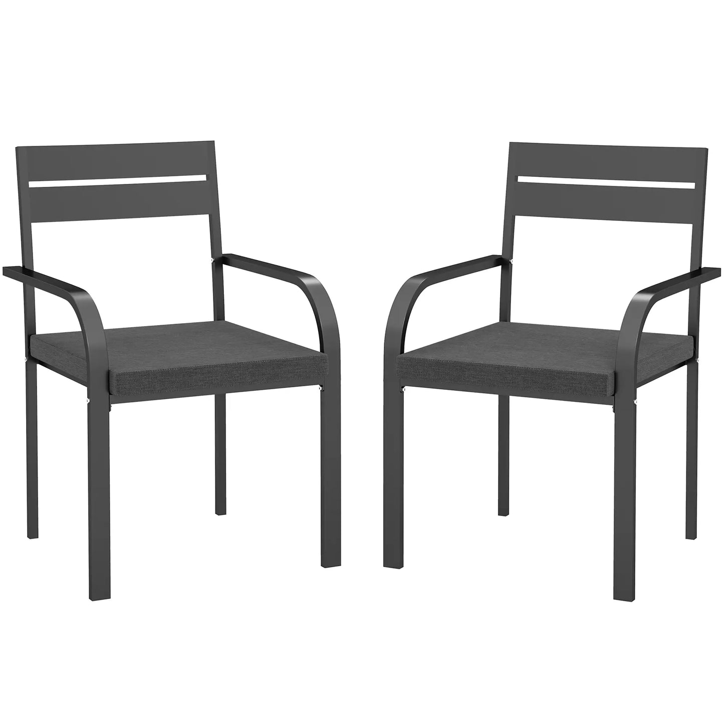 2 Outdoor Dining Chairs, Aluminum Frame, Soft Cushion, Grey Bistro Sets Grey at Gallery Canada
