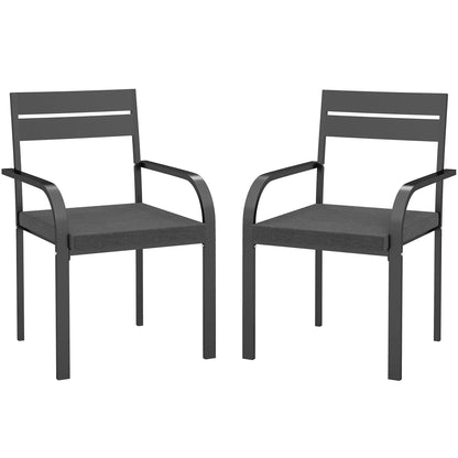 2 Outdoor Dining Chairs, Aluminum Frame, Soft Cushion, Grey Bistro Sets Grey at Gallery Canada