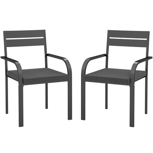 2 Outdoor Dining Chairs, Aluminum Frame, Soft Cushion, Grey Bistro Sets Grey at Gallery Canada