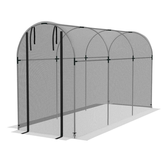 Galvanized Steel Crop Cage, Plant Protection Tent, 4' x 12', Black Walk In Greenhouses Silver and Black at Gallery Canada