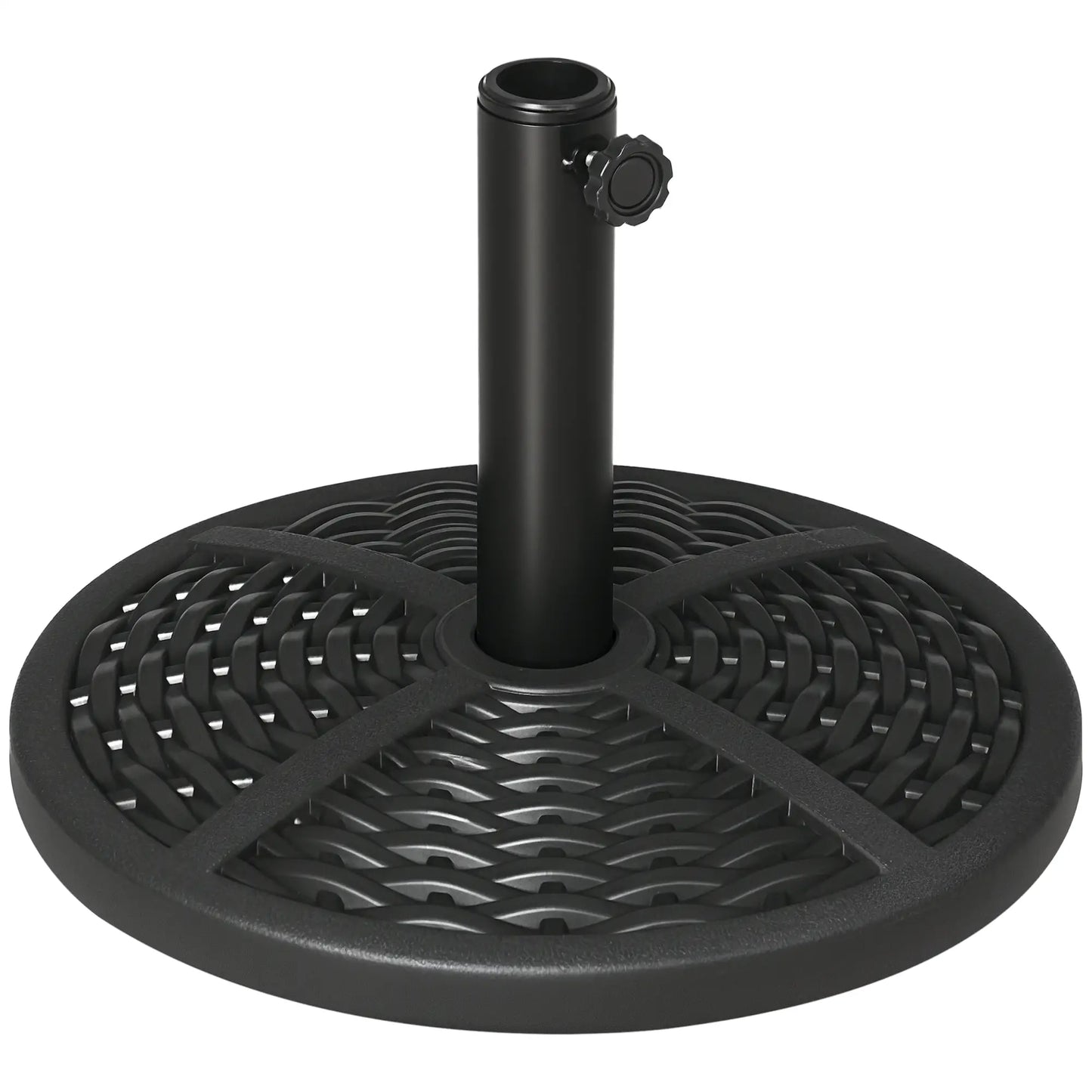 18" Heavy Duty Round Market Umbrella Base, Rattan Design, Black Umbrella Bases Black at Gallery Canada
