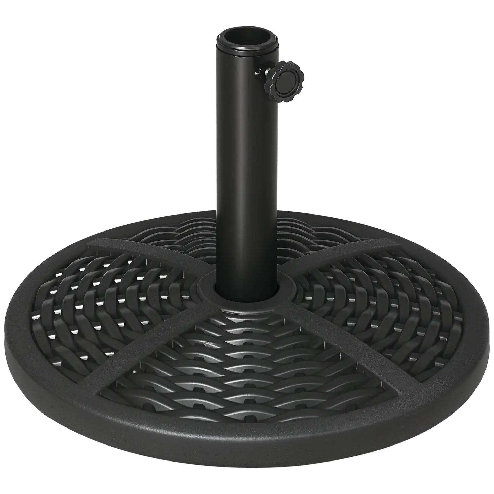 18" Heavy Duty Round Market Umbrella Base, Rattan Design, Black Umbrella Bases Black at Gallery Canada