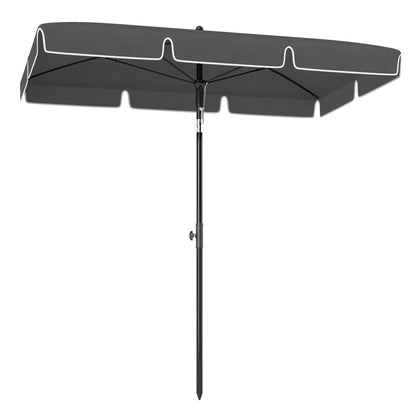 6.5x4ft Rectangle Patio Umbrella, Aluminum Tilt Adjustable, Grey Sun Umbrellas at Gallery Canada