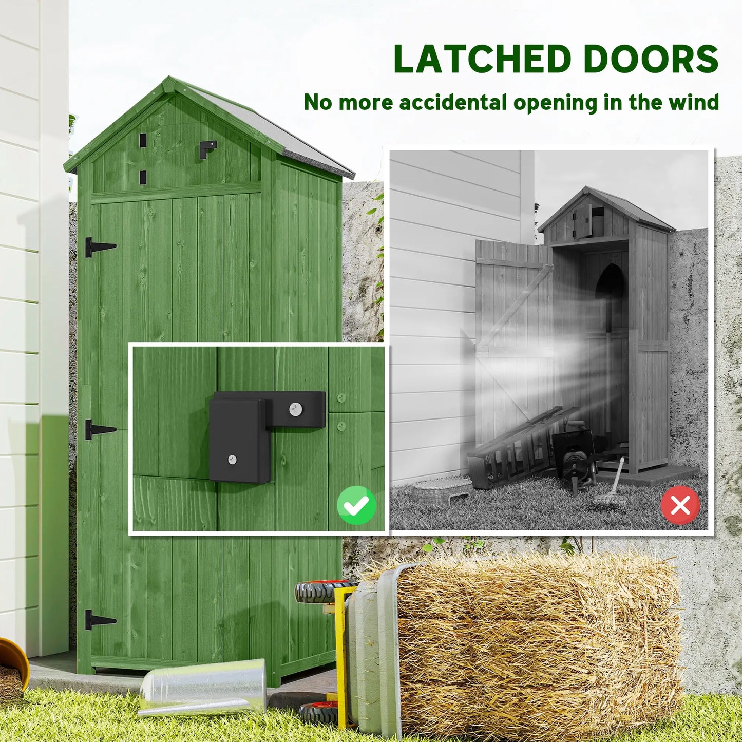 30" x 21" x 71" Garden Storage Shed, Outdoor Tool House, 3 Tier Shelves, Green Sheds at Gallery Canada