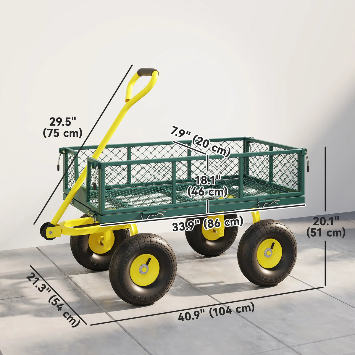 Garden Utility Wagon Cart, Removable Sides, 10" Wheels, Green Folding Garden Carts at Gallery Canada