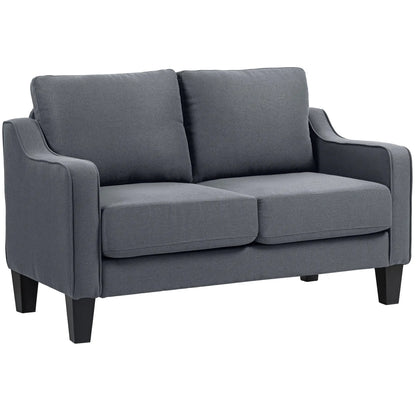 Modern Loveseat Sofa, Pocket Spring, Linen Upholstered, Charcoal Grey 2-Seater Sofas at Gallery Canada
