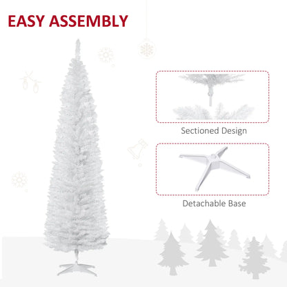 7' Slim Artificial Christmas Tree, Realistic Branches, Sturdy Metal Stand, White Pencil Christmas Trees at Gallery Canada