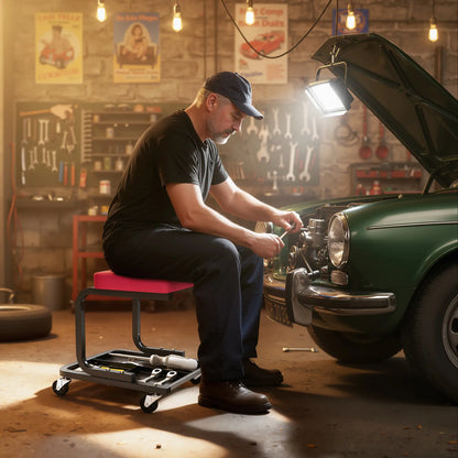 Rolling Mechanic Stool, 300 LBS Capacity Garage Stool with 2" Wheels, 360° Swivel Creeper Seat for Home Car Auto Automotive at Gallery Canada