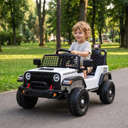 Camion auto électrique 12V, télécommande, démarrage progressif, 2-4 ans, Blanc
