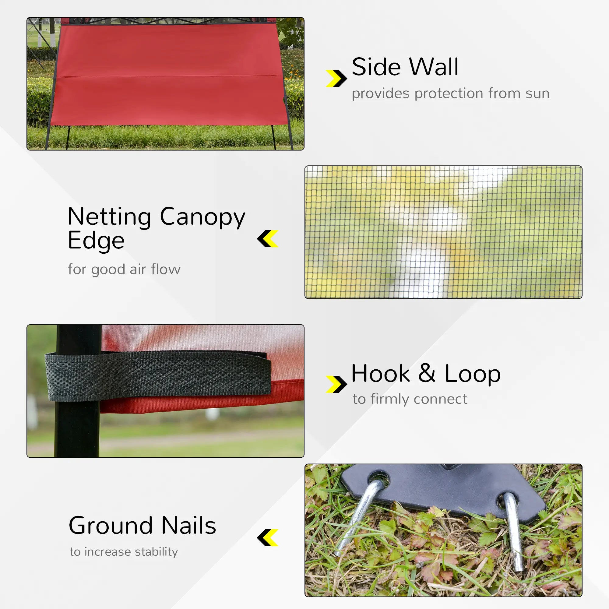 7' x 7' Foldable Gazebo Tent, Adjustable Legs, Black, Red Pop Up Canopies at Gallery Canada