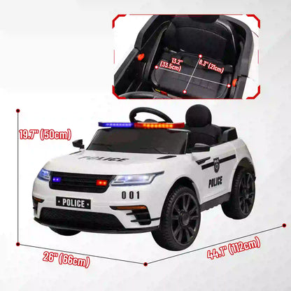 12V Kids Electric Police Car, Remote Control, White Electric Toy Cars at Gallery Canada