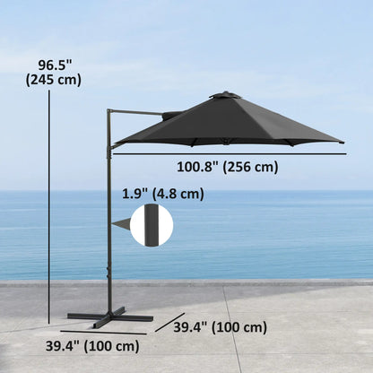 8.5FT Offset Patio Umbrella, 360° Rotation, Φ100.8" x 96.5"H, Black Offset Cantilever Umbrellas at Gallery Canada