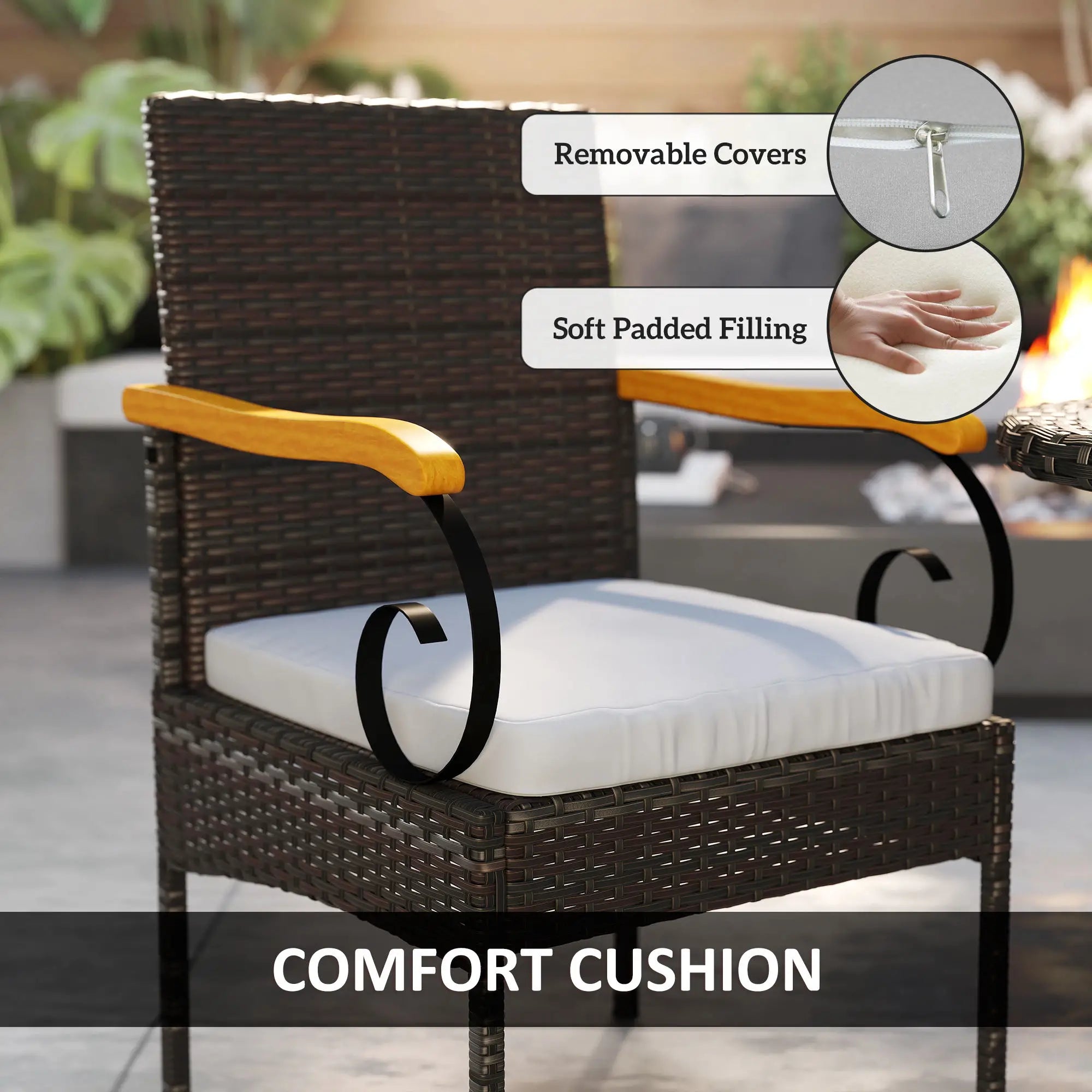 Set of 2 Rattan Outdoor Dining Chairs, Wicker Patio Chairs, Light Grey Patio Chairs at Gallery Canada