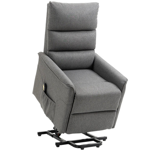 Power Lift Chair Recliner, Remote Control, Side Pockets, Dark Grey
